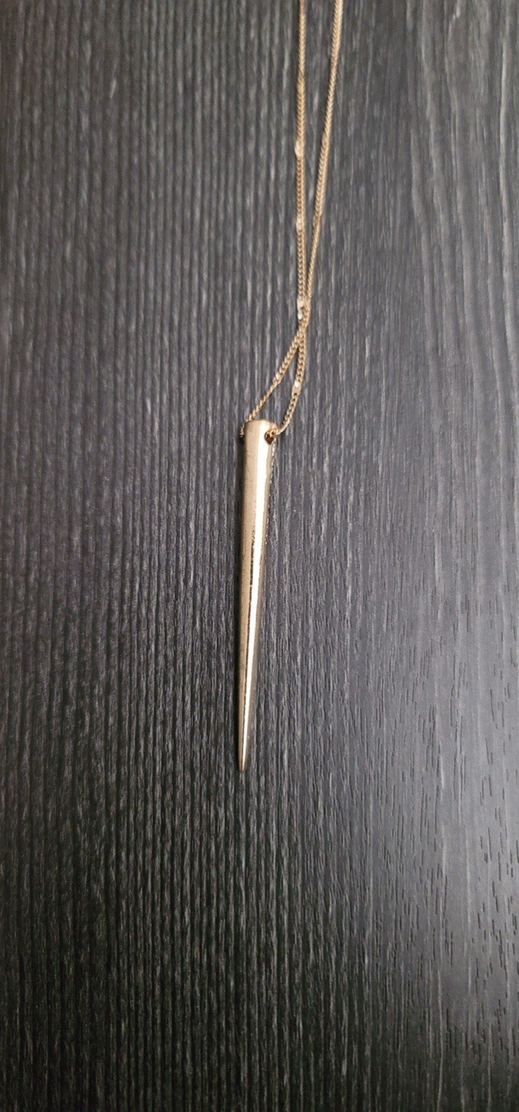 Gold Tone Spike Bar Pendant Necklace Clear Crystal Pavé Cable Chain Lobster