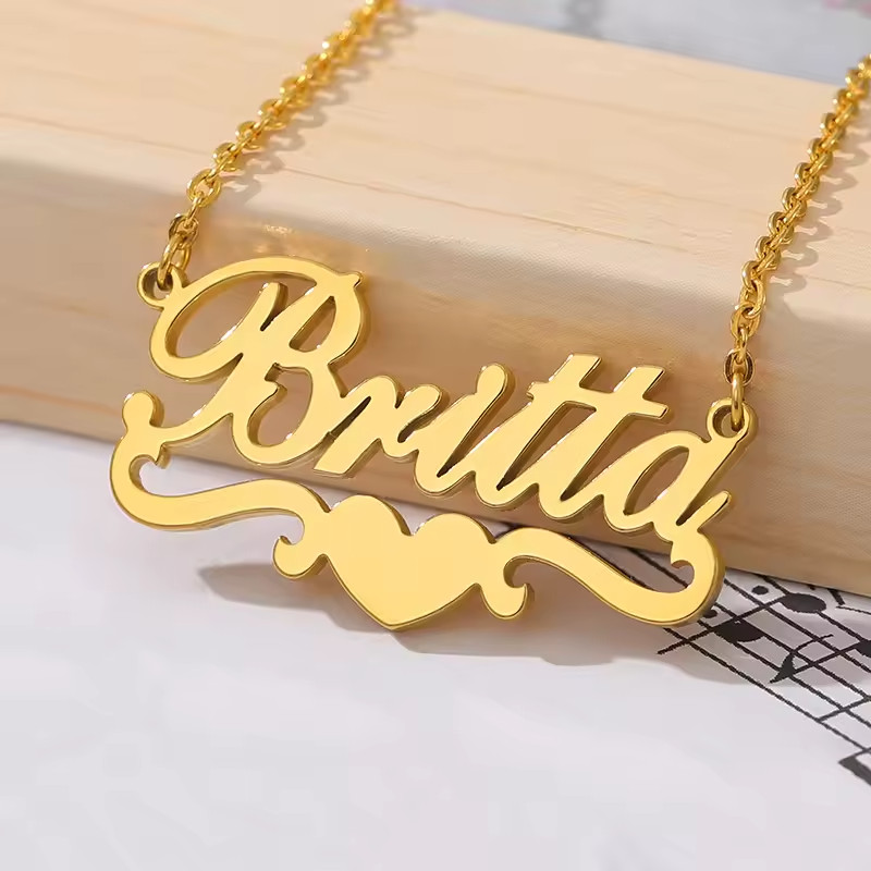Custom Heart Pendant Name Necklace Fashion Jewelry Stainless Steel Chain Women
