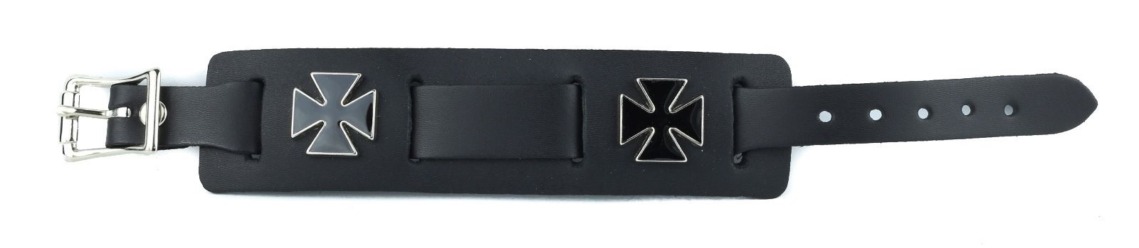 Leather Watch Band Iron Cross German Bikers Bracelet Punk Rockers Goth Kids
