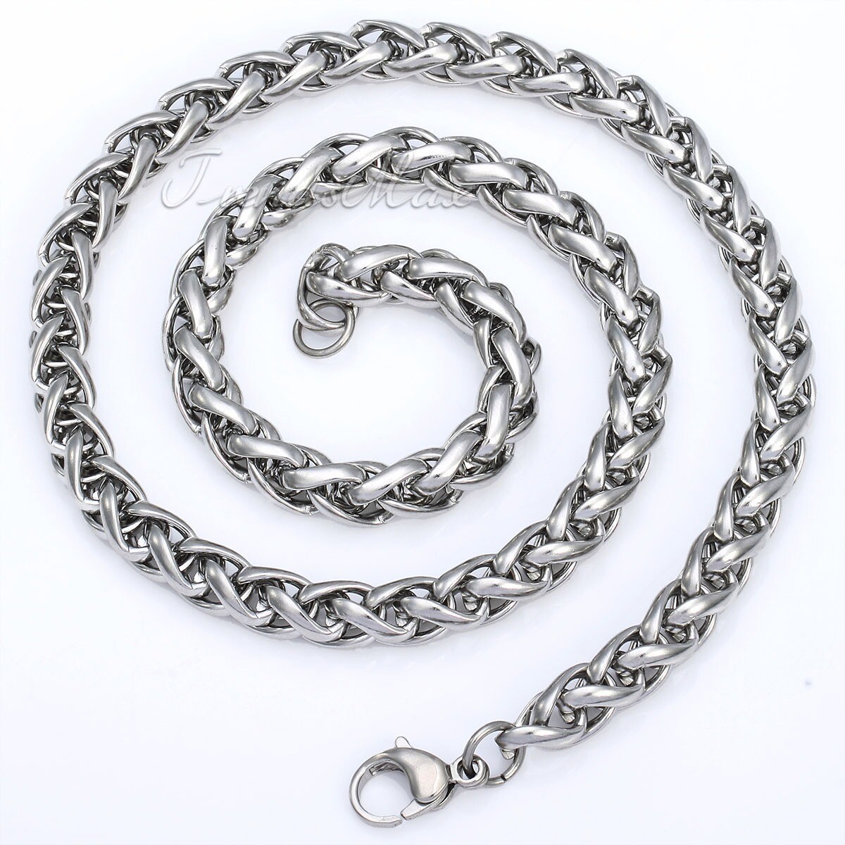 8mm Mens Braided Wheat Franco Necklace Stainless Steel Chain 22inch Link