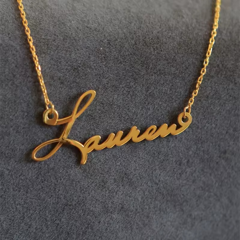 Customized Cursive Name Necklace Pendant Jewelry Stainless Steel Chain Choker