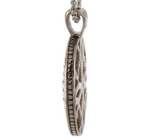 QVC Steel by Design Round Medallion Pendant Venetian Box Chain Necklace J261285