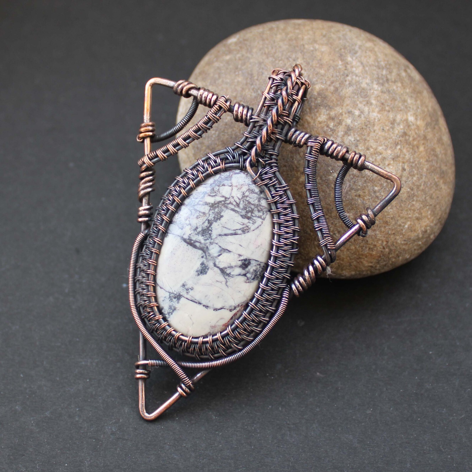 Jasper Handmade Pendant Copper Wire Wrapped Pendant Wire Wrapped Jewelry