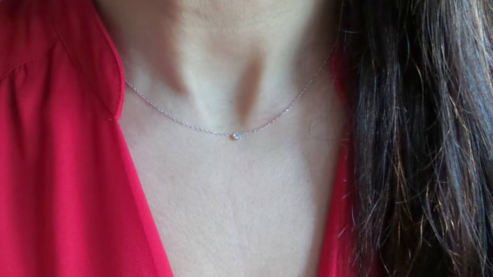 Lab Grown Diamond 0.50 Ct Round EF VS Solitaire Bezel Necklace 14K Yellow Gold