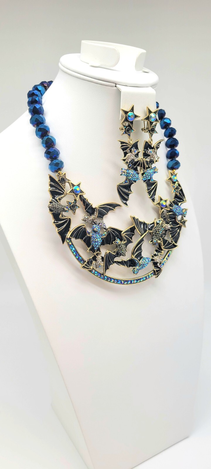 Heidi Daus Spooky Soiree Aurora Borealis Crystal and Enamel Bat Jewelry Set