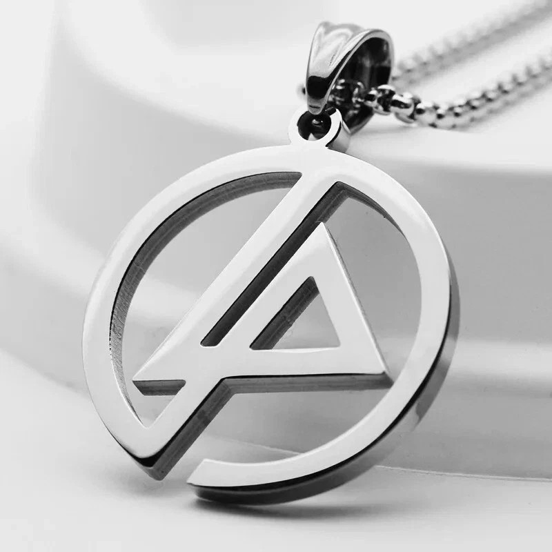 Silver Titanium Steel Geometric Linkin Park Retro Pendant Necklace 50cm Chain