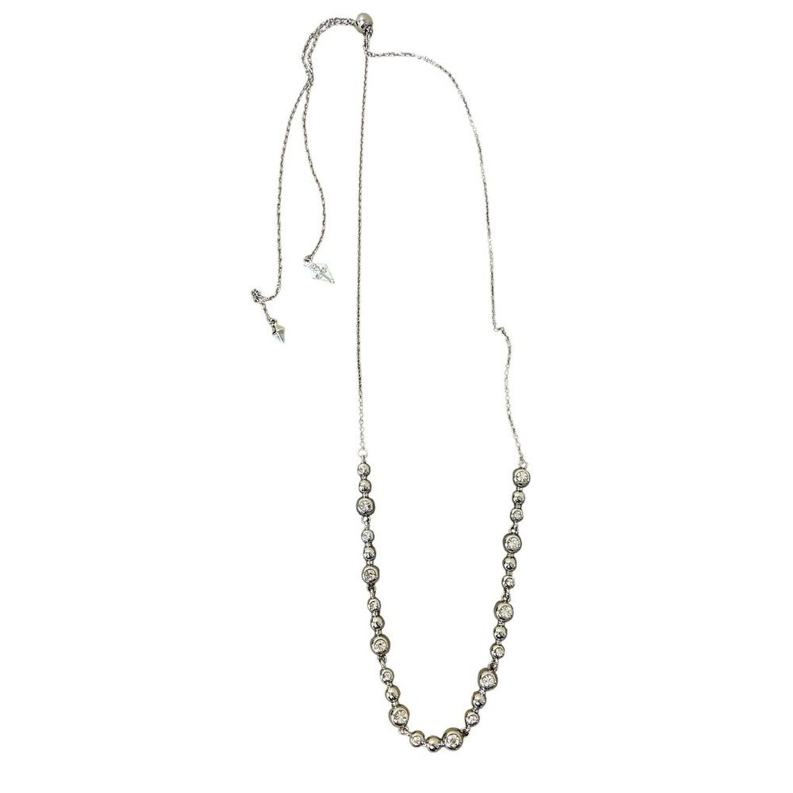 AU Jewelry Silver tones graduated beads rhinestone adjustable