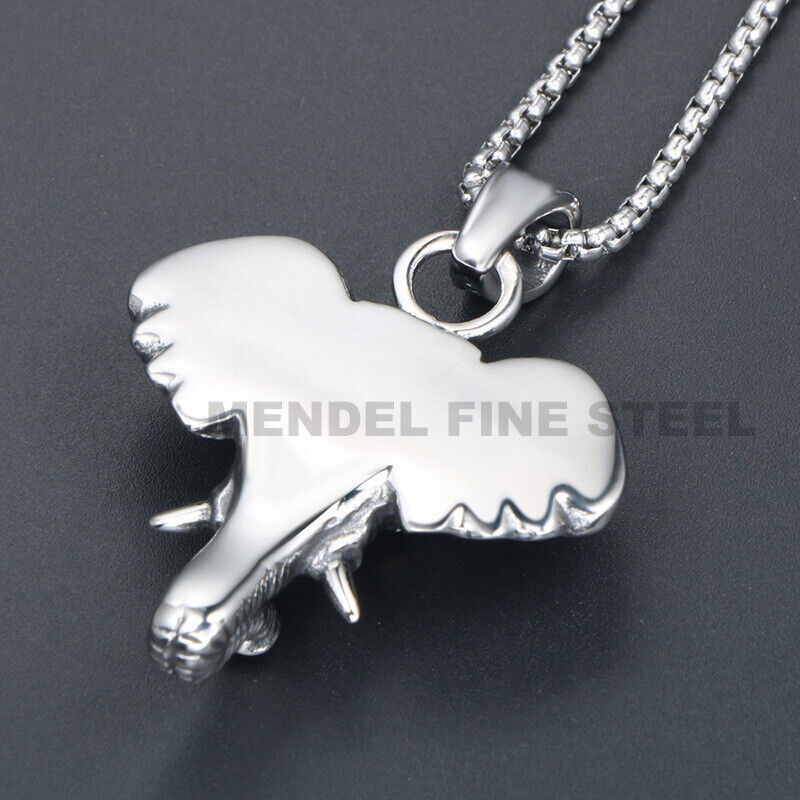 MENDEL Mens Boys Animal Elephant Head Pendant Necklace Stainless Steel For Men