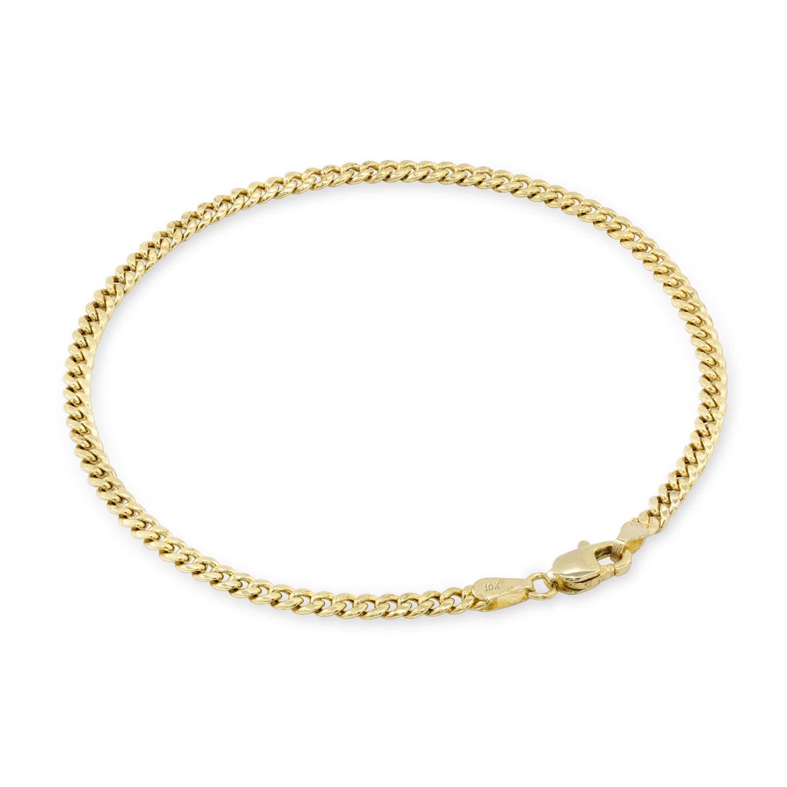 10K Yellow Gold 3mm Miami Cuban Link Chain Bracelet Men Women 7″ 7.5″ 8″ 8.5″ 9″