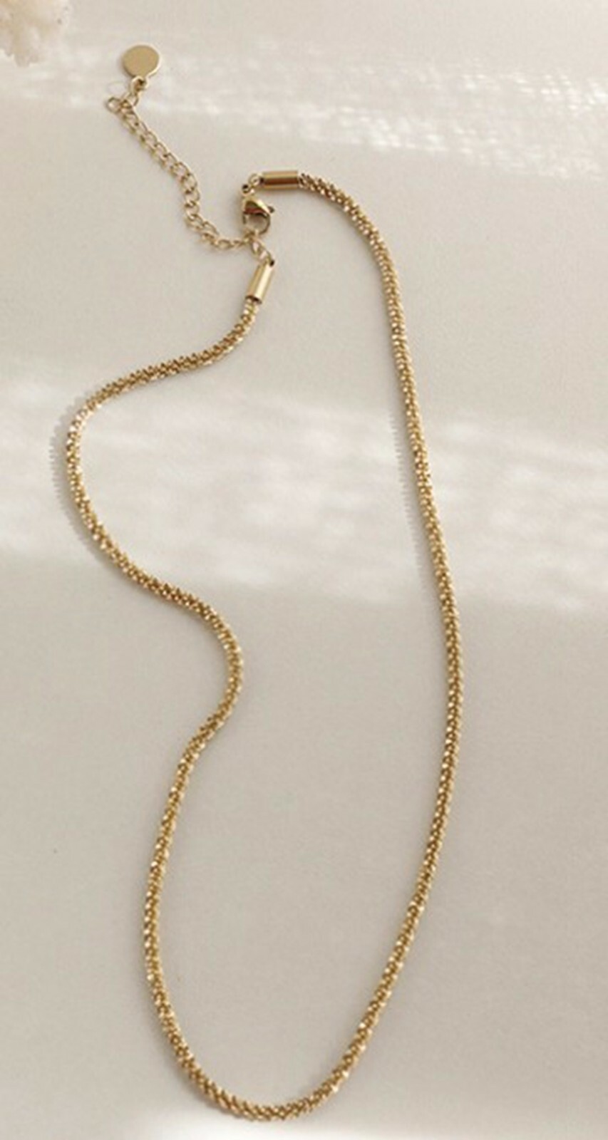 Women Titanium Stainless Steel Bling Gold Margarita Chain Necklace 15.5-17.5″