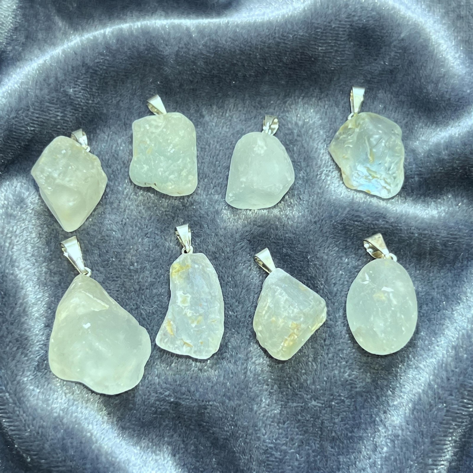 Blue Topaz Rough Raw Crystal Pendant (Silver Bail) Genuine Brazil Mineral