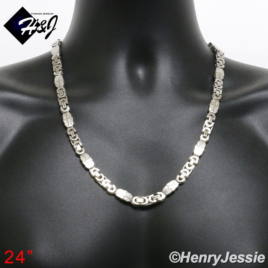 18-40″MEN Stainless Steel 8mm Silver Flat Byzantine Box Link Chain Necklace*N156