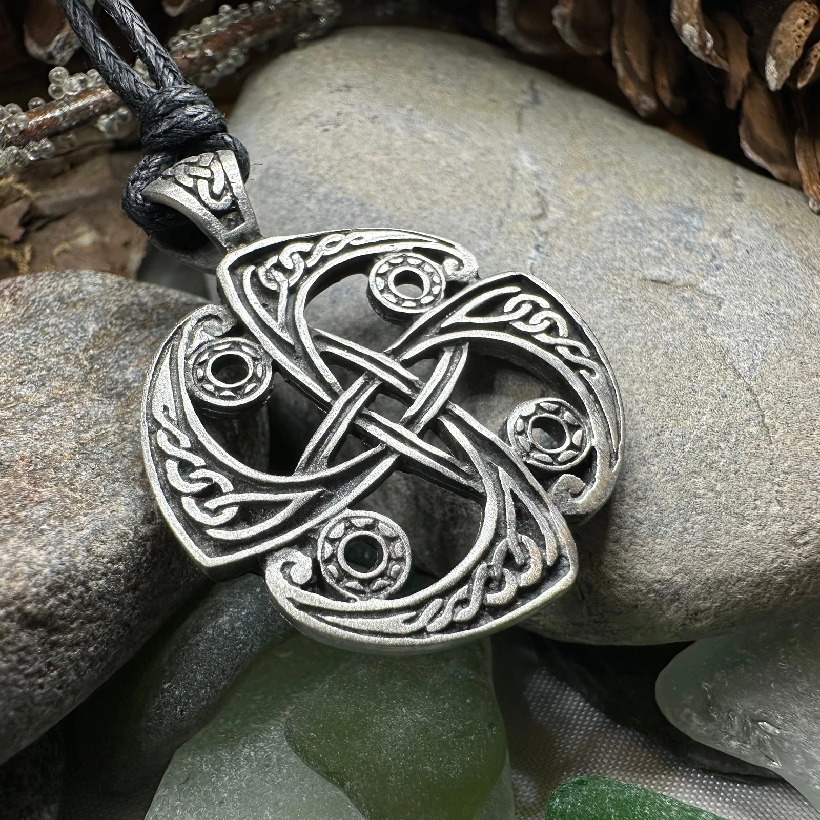 Pewter Celtic Necklace Mens Boys LARP Irish Scottish Pendant