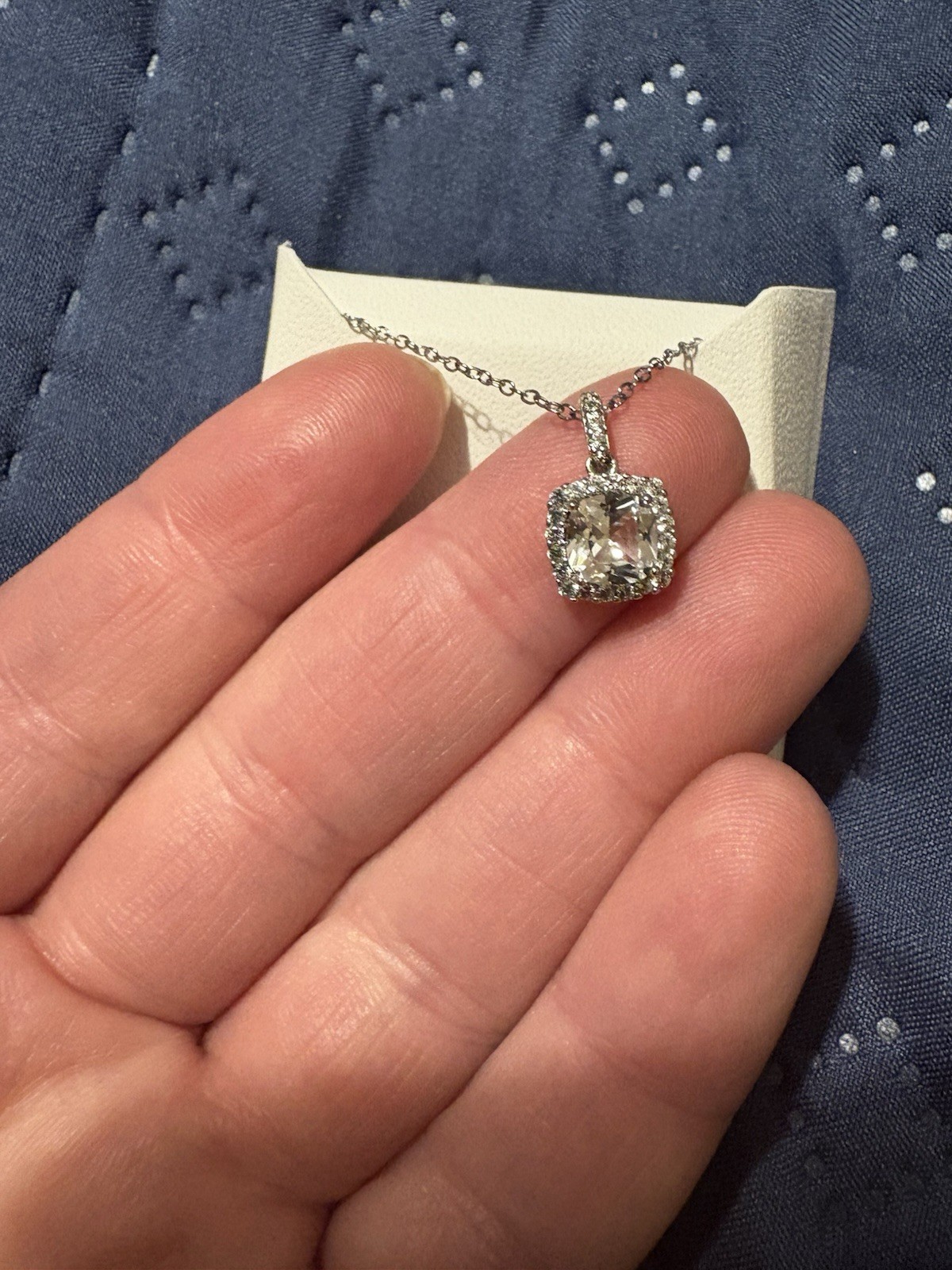 White Sapphire Necklace lab created