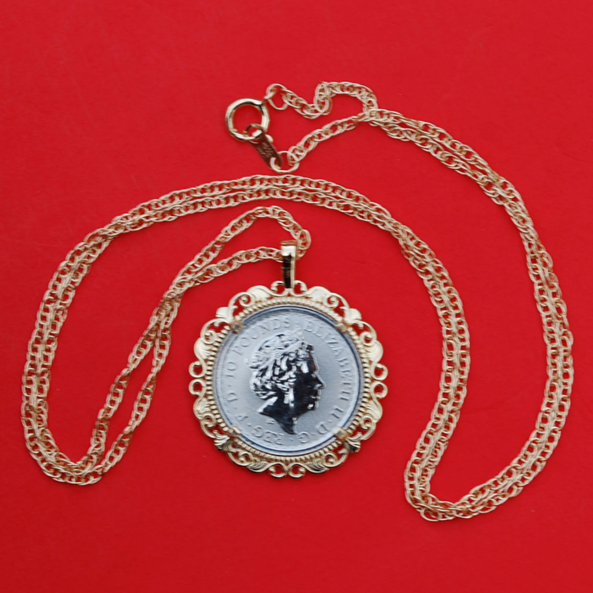 2018 Great Britain 1/10 oz Platinum Britannia BU Coin 14K Gold Necklace NEW