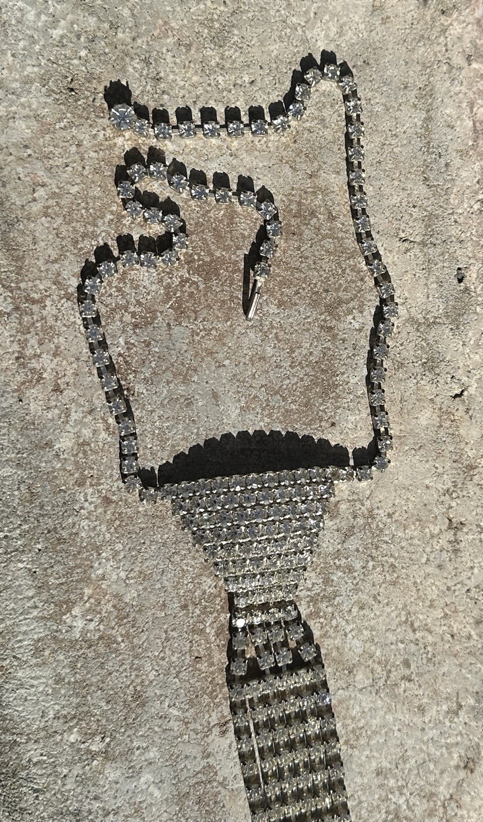 Vintage Tie Shape Rhinestones Necklace