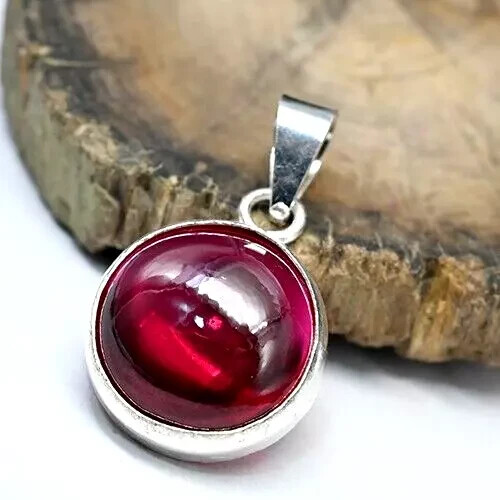 Natural Certified Red Ruby 49 Ct Cabochon Loose Gemstone 925 Silver Pendant