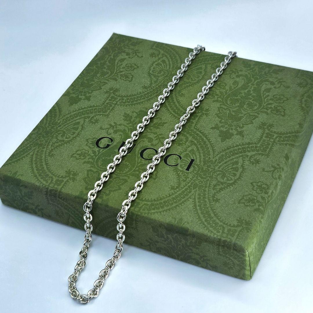 Gucci Figaro Chain Necklace, 50 Long, 3.7 Wide, Y2K Silver 925