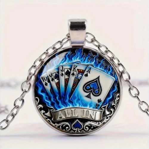 Four Roses Bourbon Whiskey Round Glass Pendant Necklace