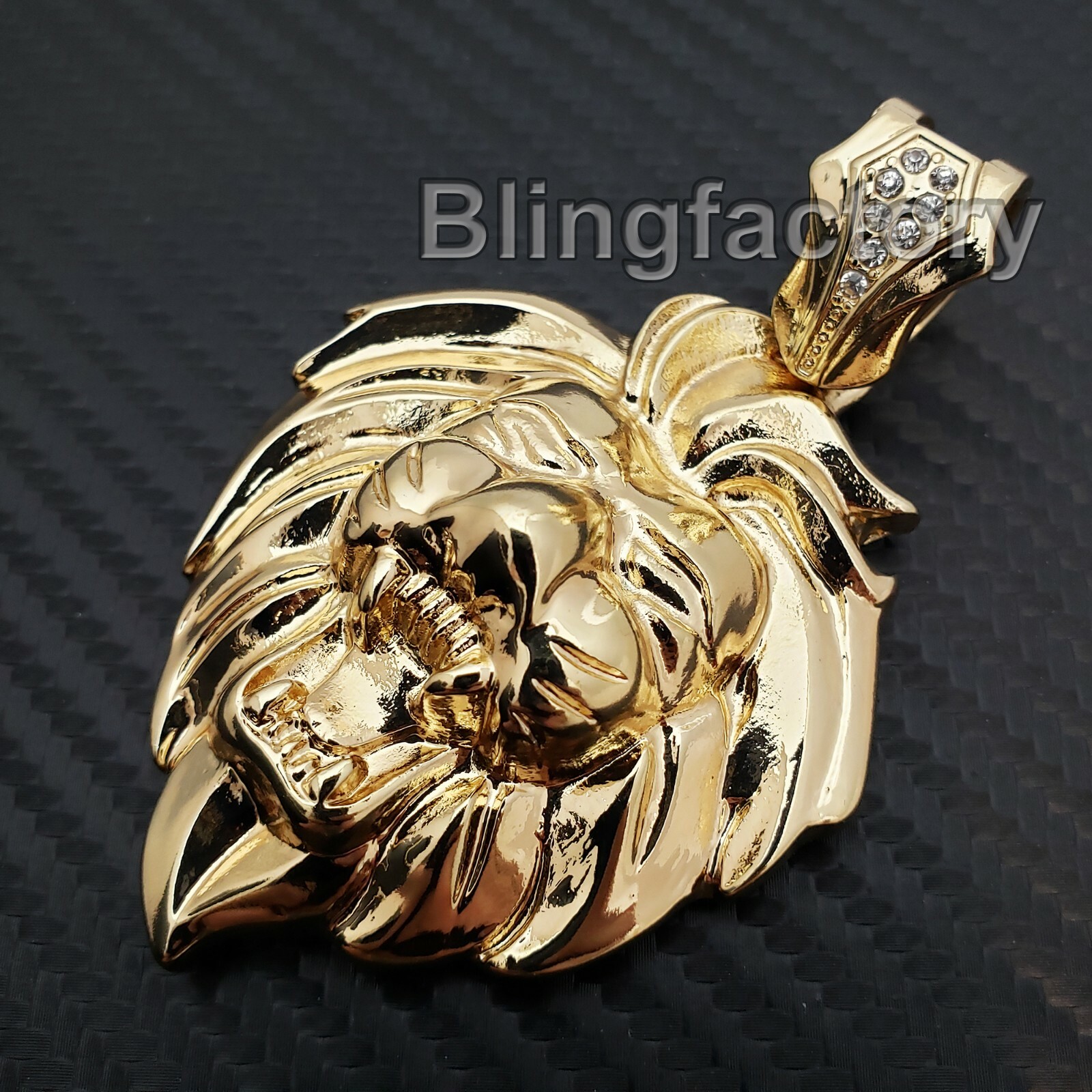 HIP HOP ICED RAPPER STYLE GOLD PLATED LION HEAD LEO FASHION CHARM PENDANT