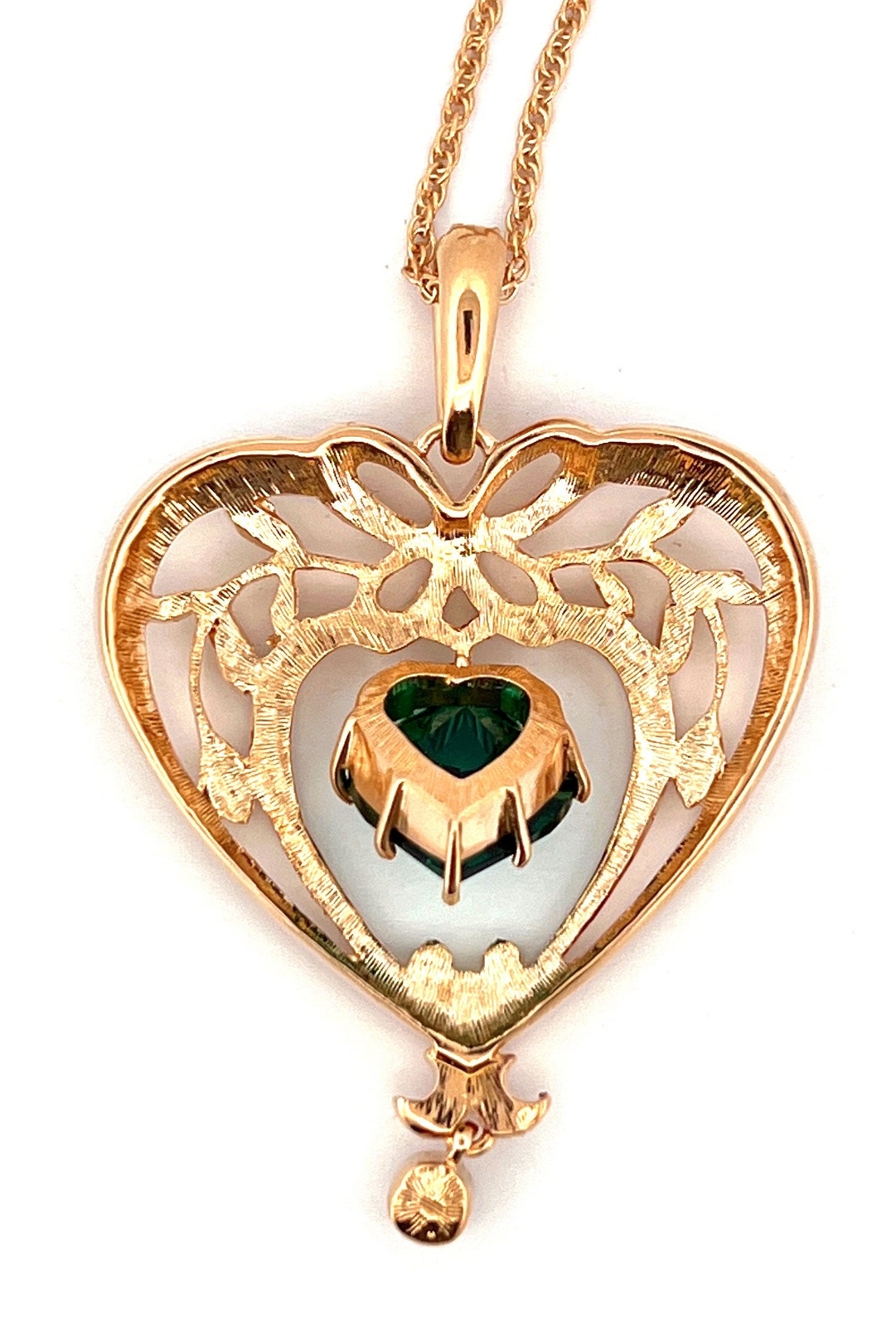 May Birthstone Gold Plated Metal Necklace Set With Heart Shaped Emerald Crystal