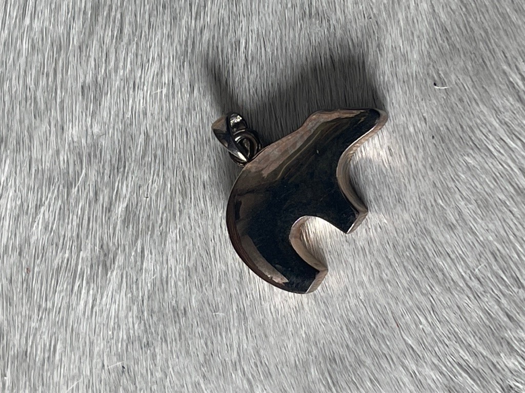 Silver Unisex Bear Pendant 1 x .75 in Silver Small Bail for Chain Polar Grizzly
