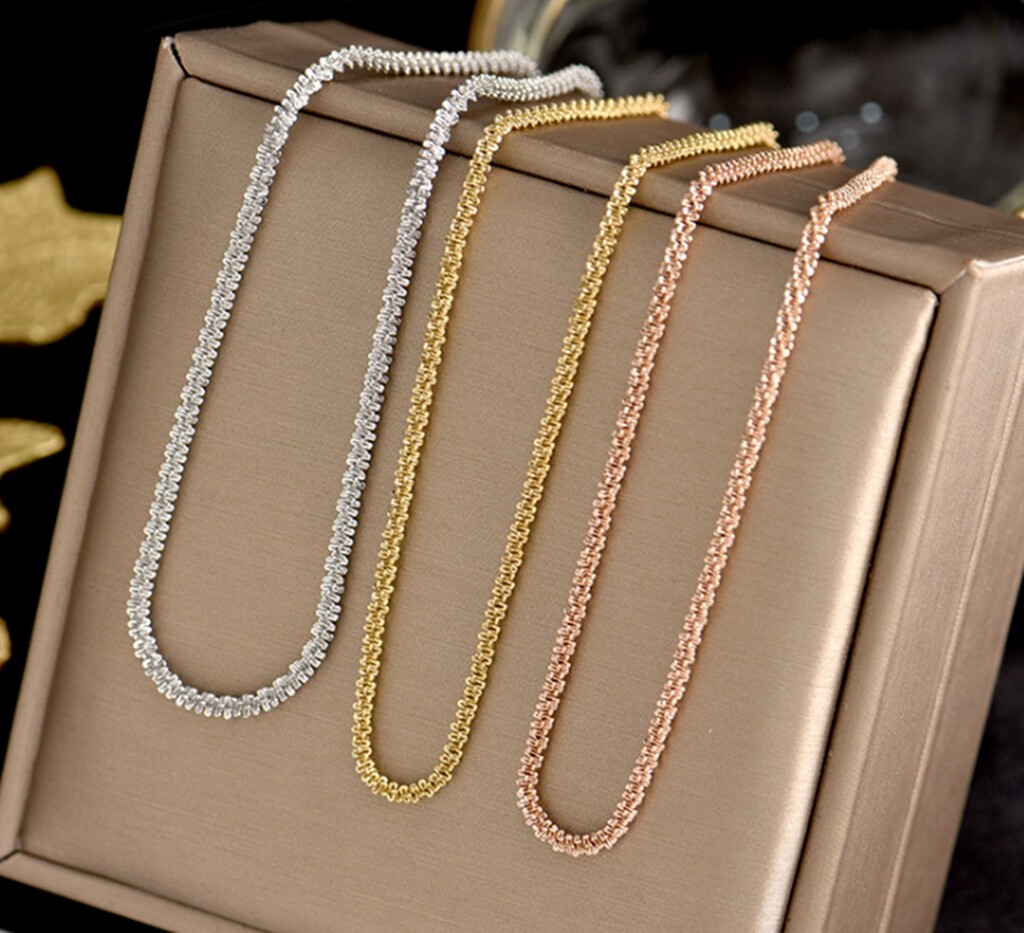 Girl / Women Titanium Stainless Steel Margarita Chain Choker Necklace 14.5-16″
