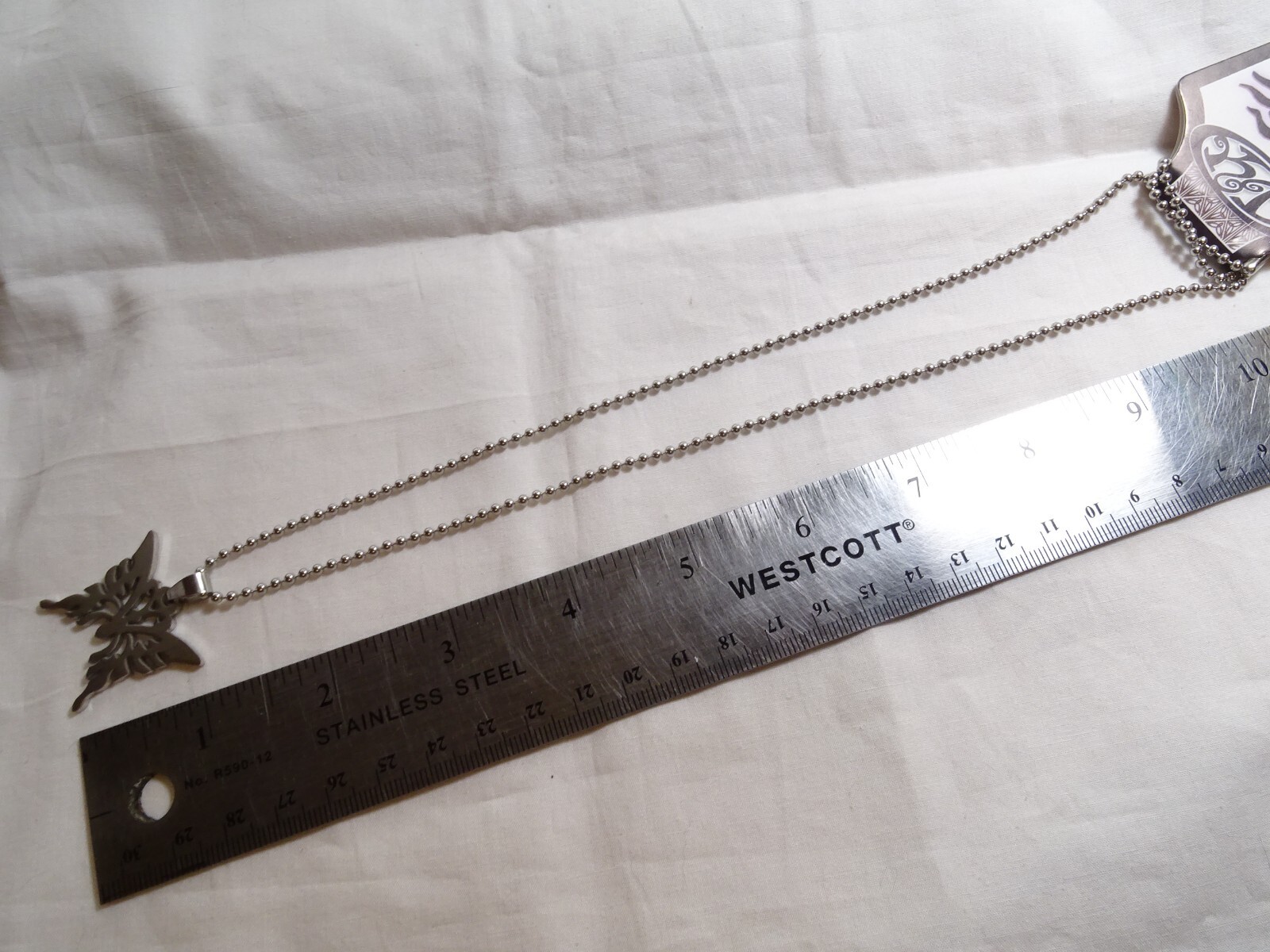 New Large Stainless Steel Butterfly 25” Steel Ball Chain Unisex Retro Necklace