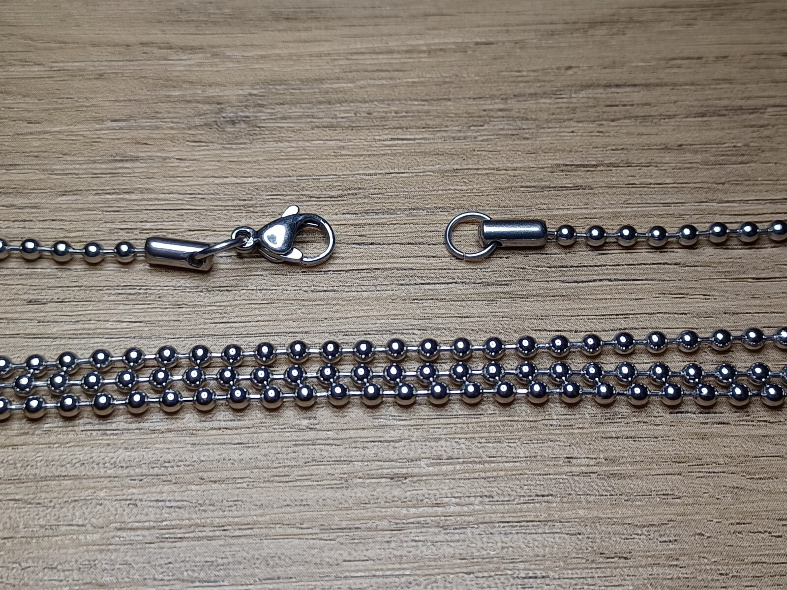 23″ Silver Stainless Steel Military Ball Bead Stylish Dog Tag Chain Clasp End