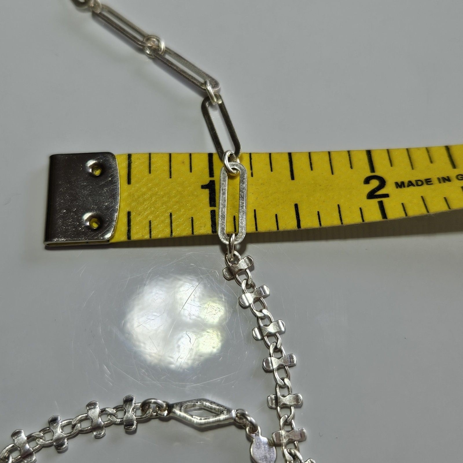 Silver Tone Long Short Layered Necklace 15/32 To 18/35″