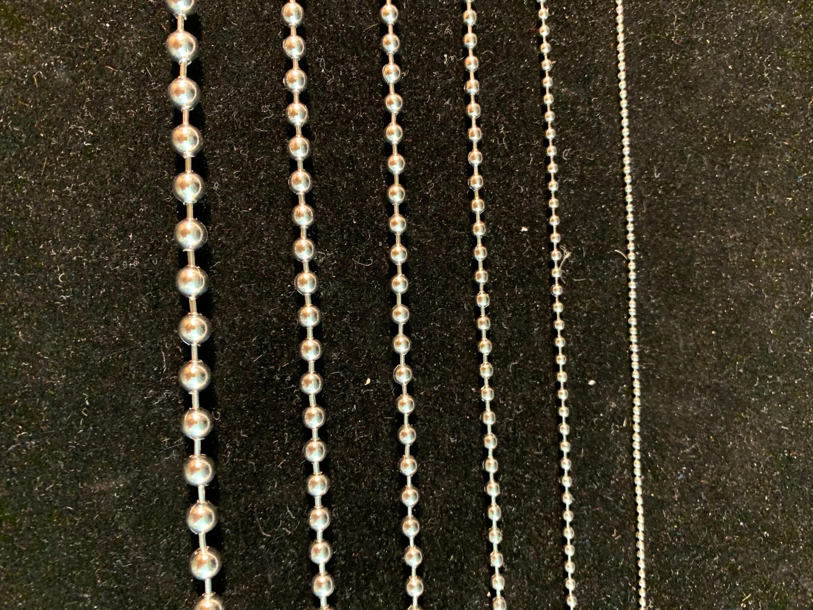 1.5/2.4/3.2/4/4.5/6mm 15″-108″ STAINLESS STEEL SILVER BALL CHAIN NECKLACE