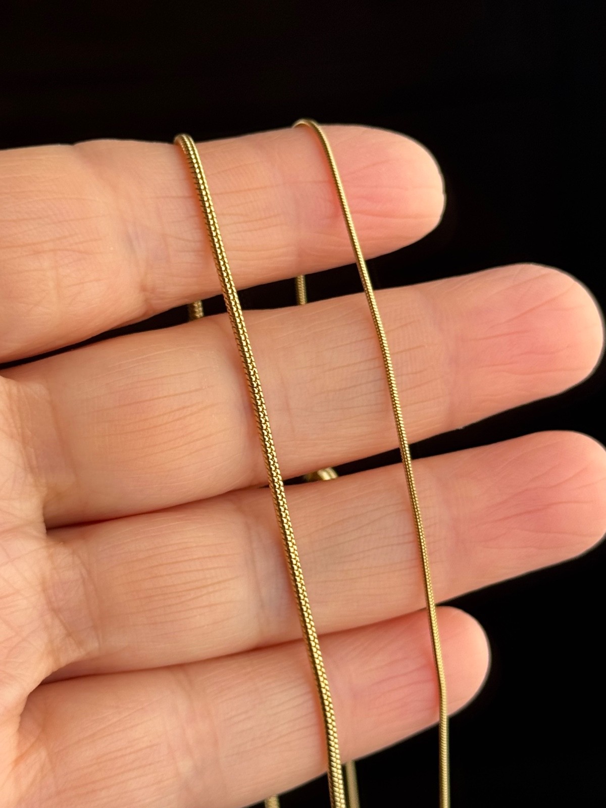 14K Gold Plated Stainless Steel Snake Chain Necklace (1mm, 1.5mm )