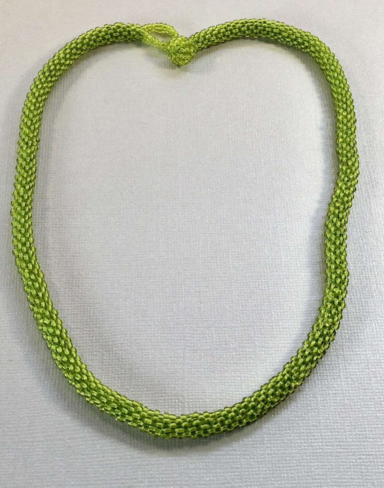 Himalayan Gems Andrew Stone Lime Green Glass Seed Bead Rope 20″ Necklace Nepal