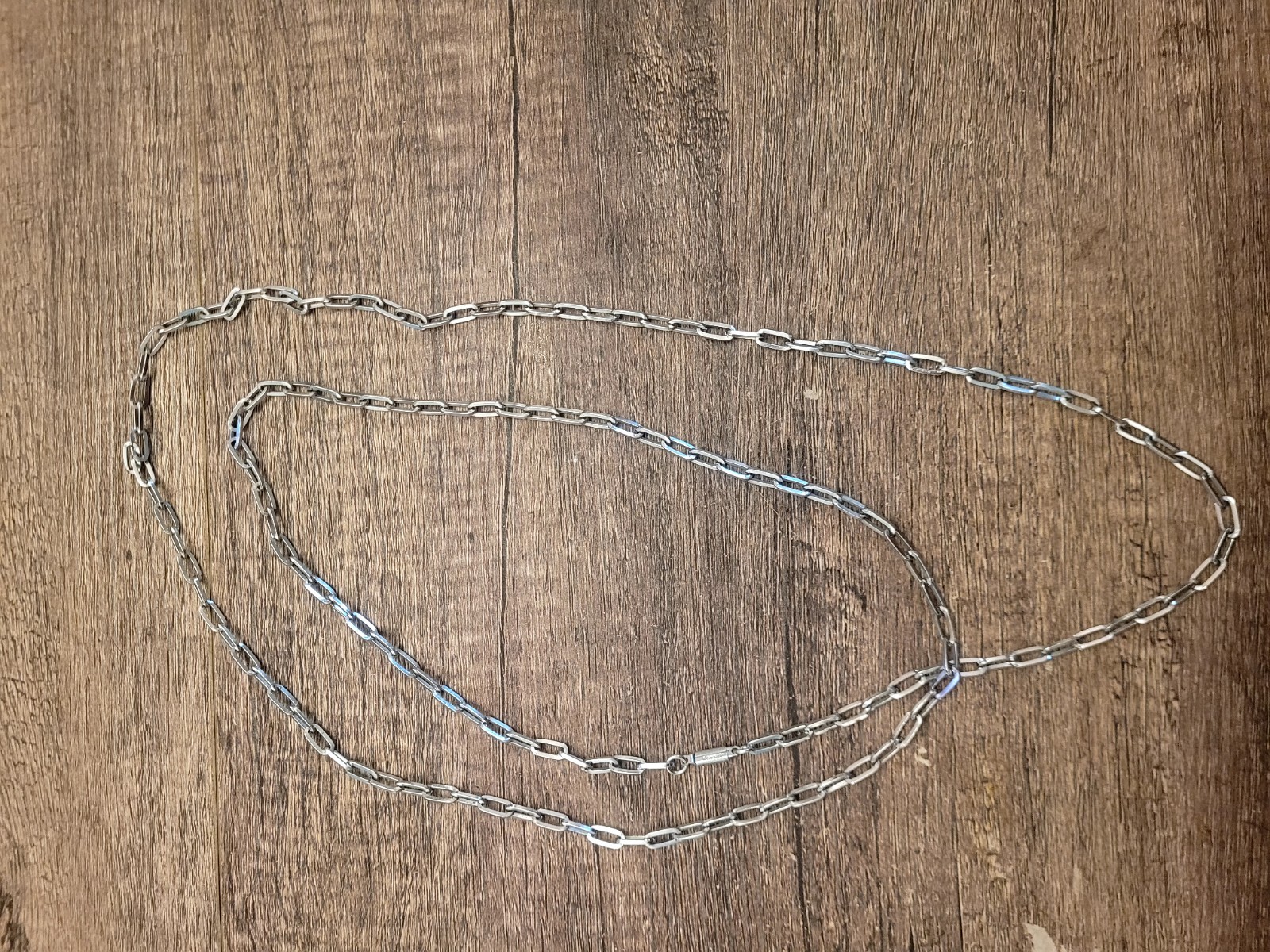 Vintage Necklace Silver Tone Paper Clip Chain Non-magnetic 48″ Made In Germany