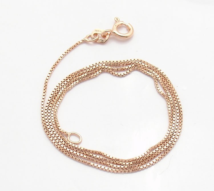 Technibond Venetian Box Chain Necklace 14K Rose Pink Gold Clad Sterling Silver
