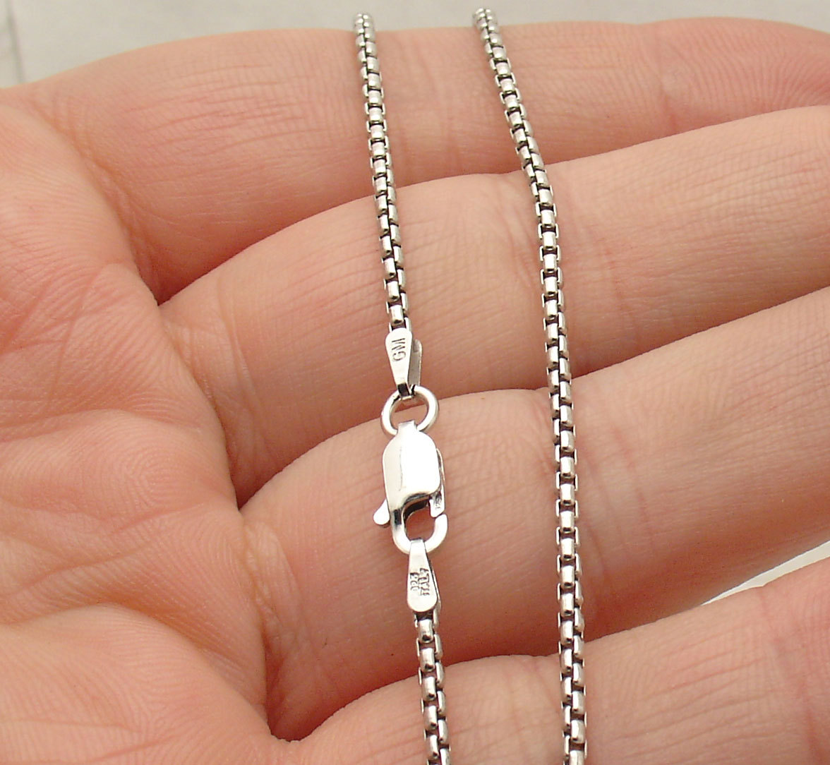 1.8mm Polished Anti-Tarnish Round Box Chain Necklace Real 925 Sterling Silver