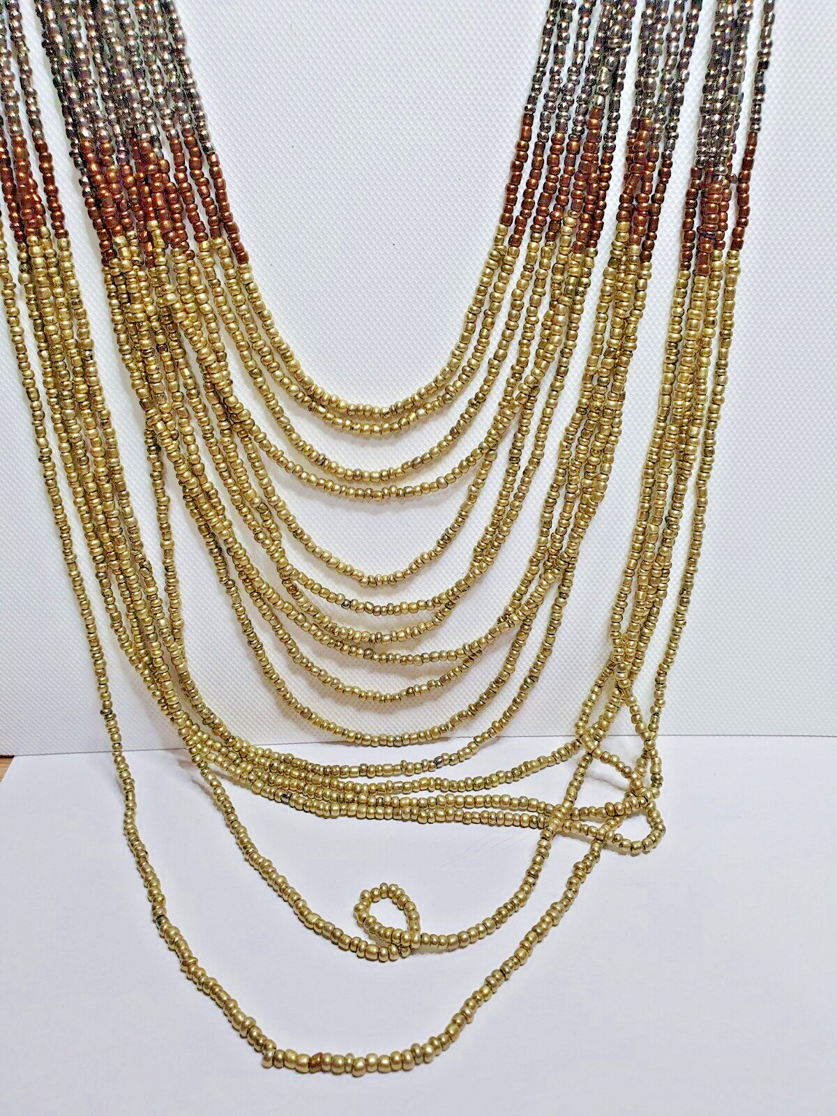 South Western Style Seed Bead Multi Strand None Metal Tribal Ethnic Necklace