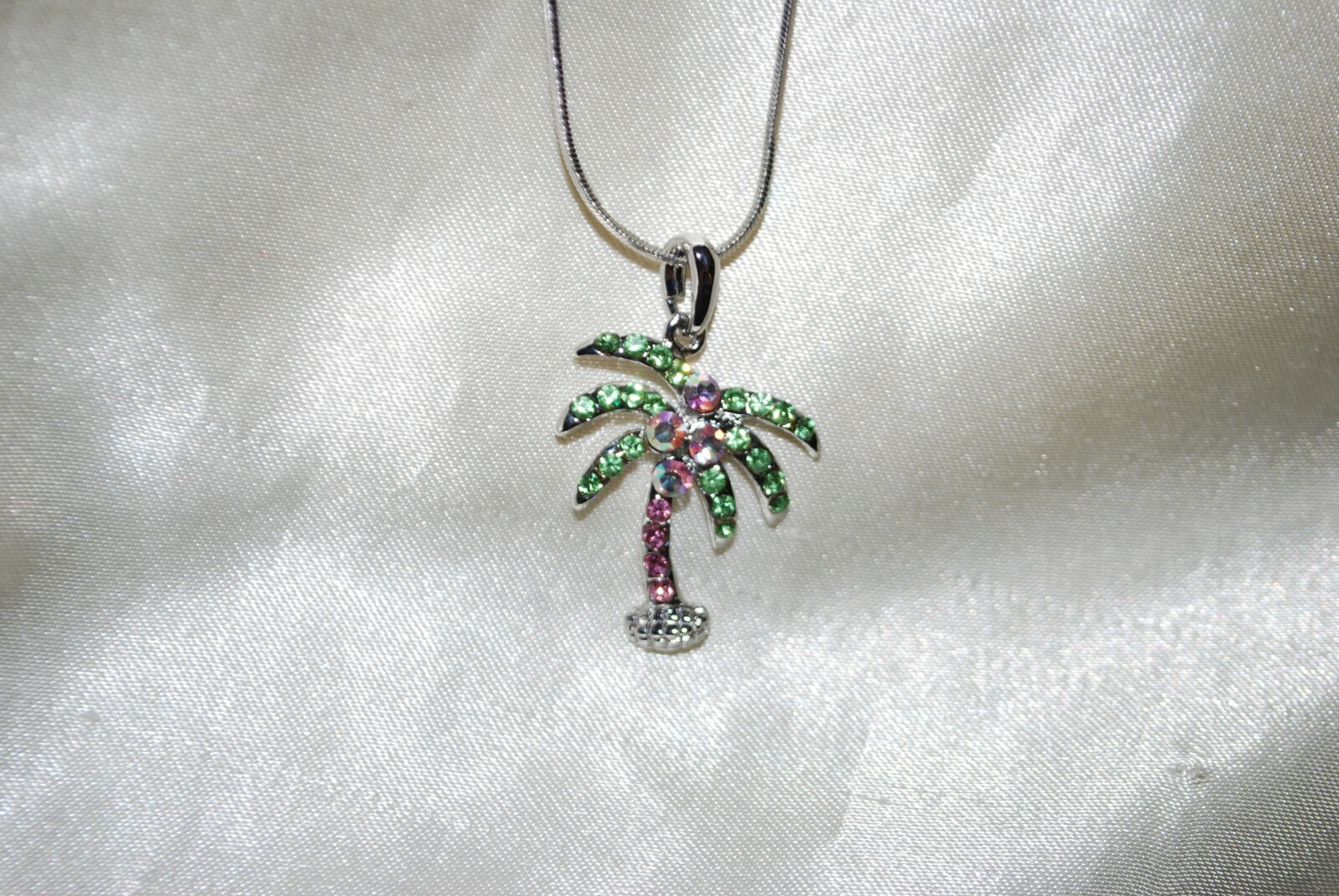 Crystal Palm Tree Pendant Martini Island Tropics Vacation Trip Margarita PT10