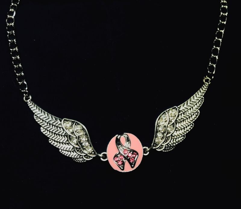 Snap Jewelry Necklace Angel Wing Rhinestone fits 18-20mm Ginger Style Charm 24″