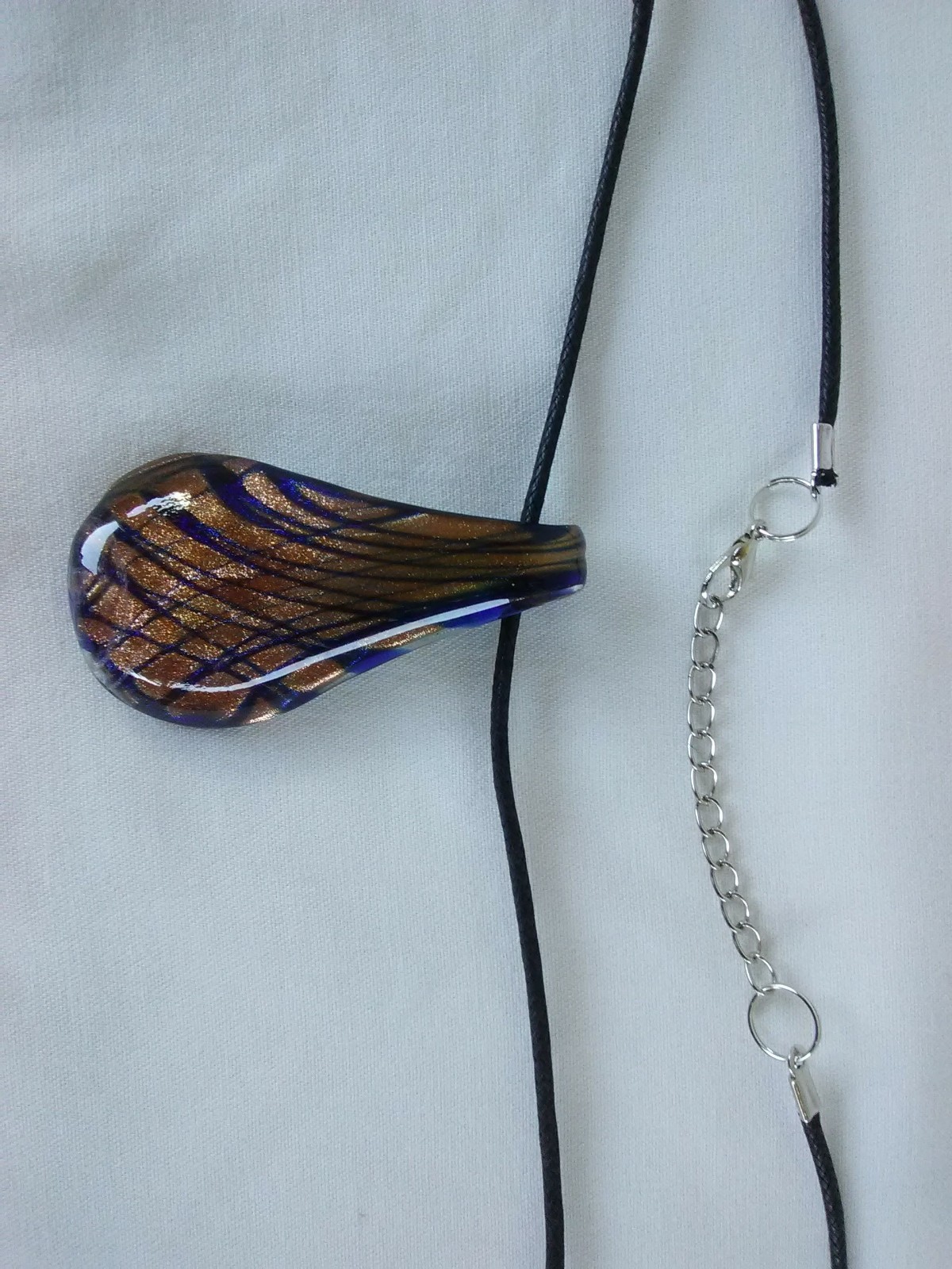 Necklace 21″Iridescent Glass Art Pendant Women Gift for Her USA Seller New