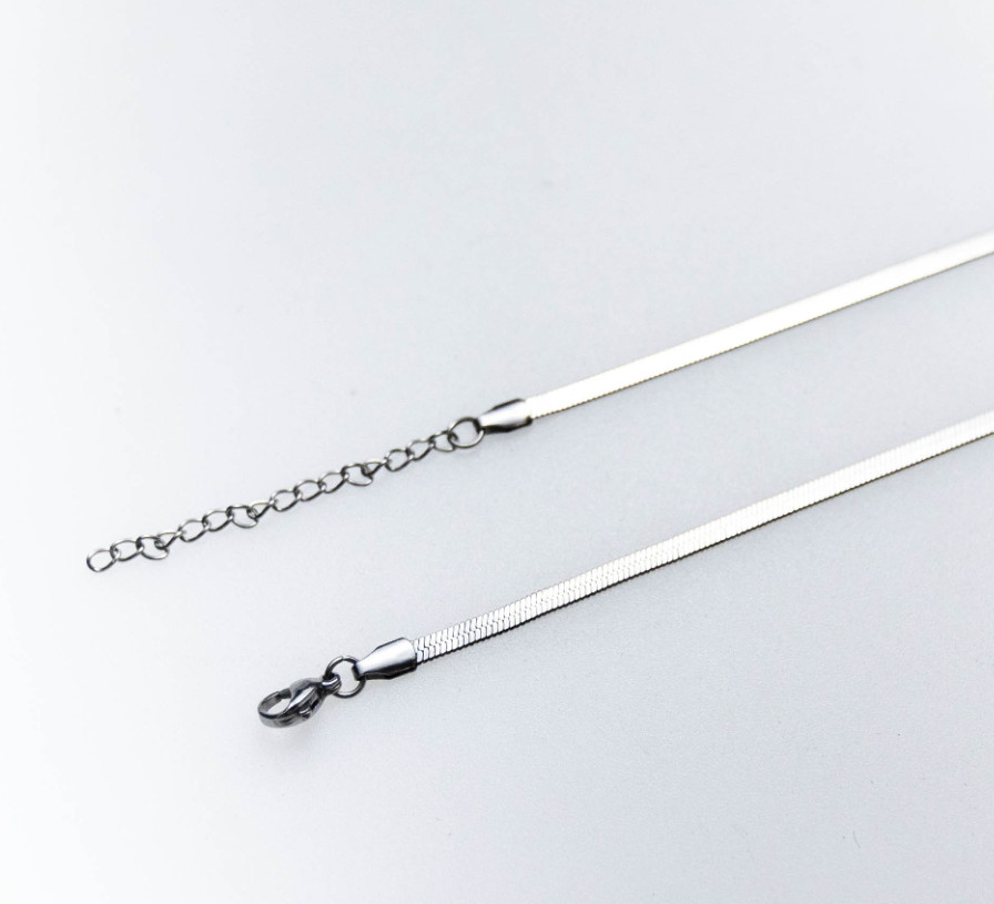 316L Stainless Steel Gold Silver Herringbone Adjustable Clavicle Chain Necklace