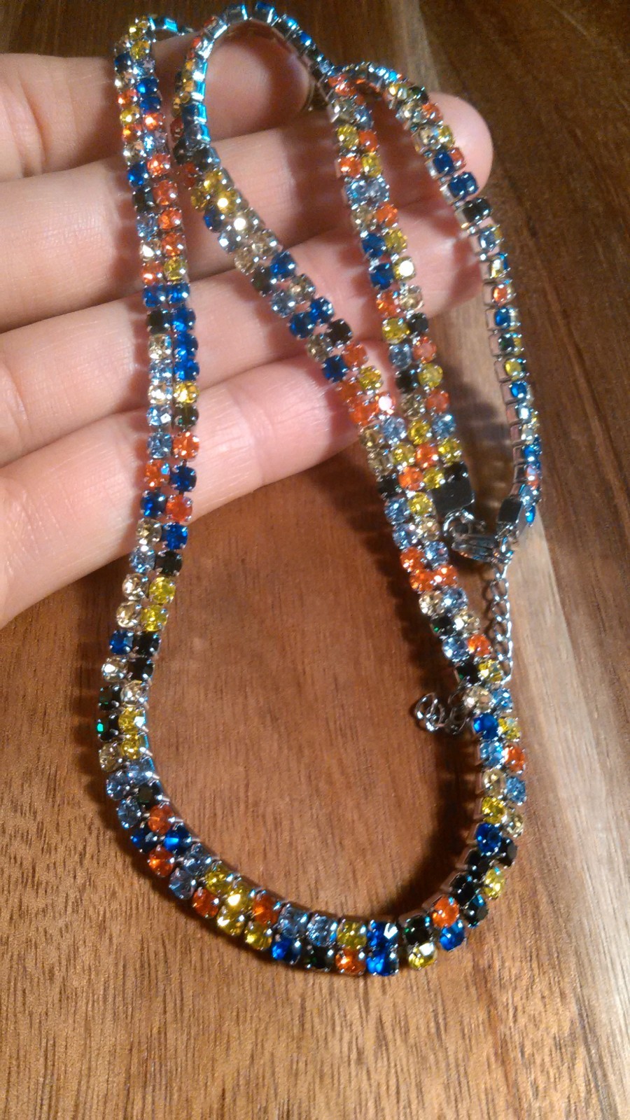 Multi-Color Austrian Crystal Stainless Steel Necklace (18 to 20 Inch)