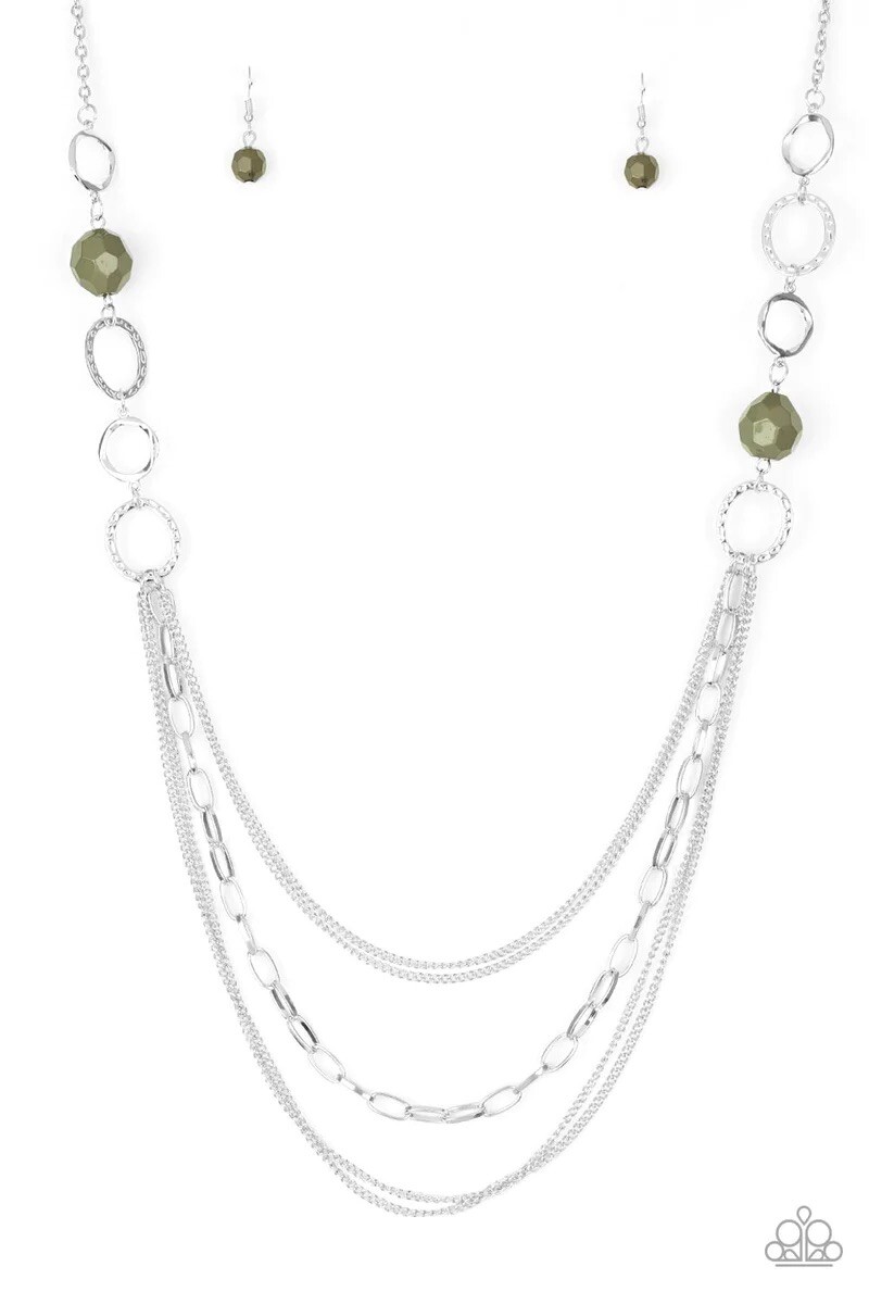 Paparazzi Margarita Masquerades- Olive Green Necklace