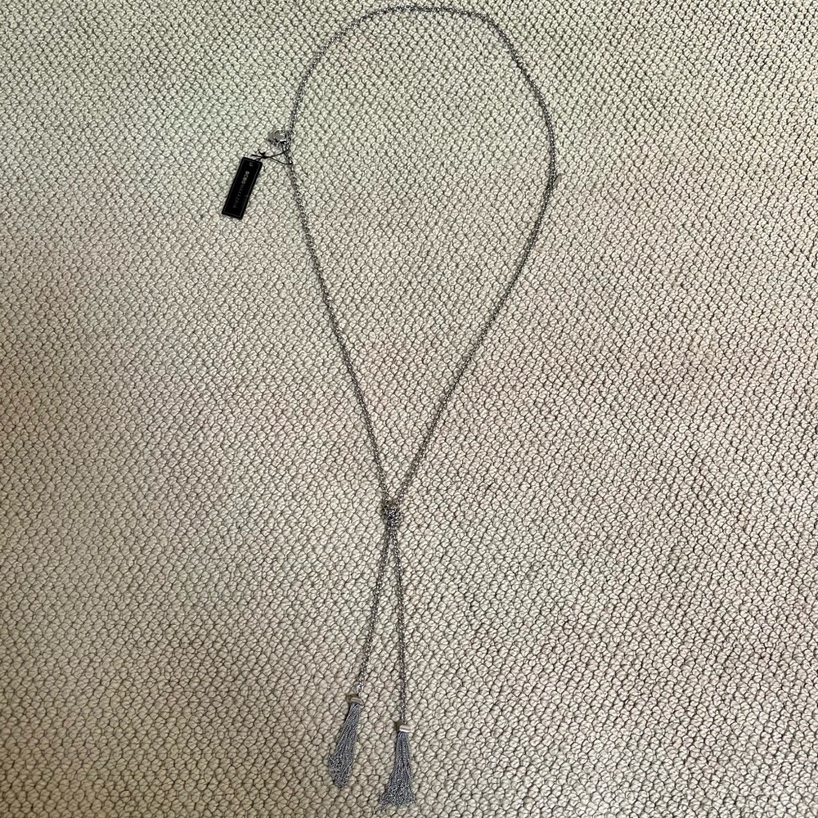 NWT BCBG Tassel Glam Necklace, Silver, One Size