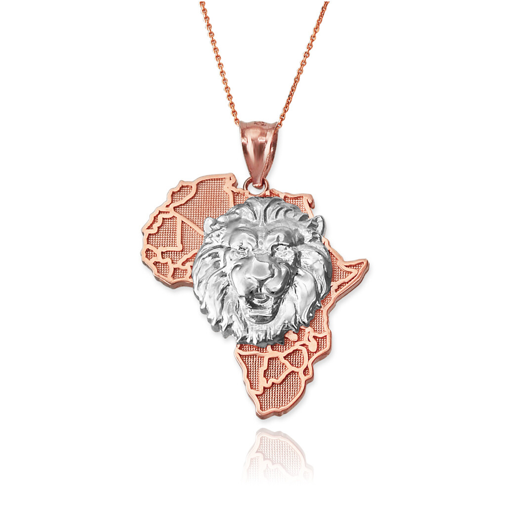 Africa Lion Gold Pendant Necklace