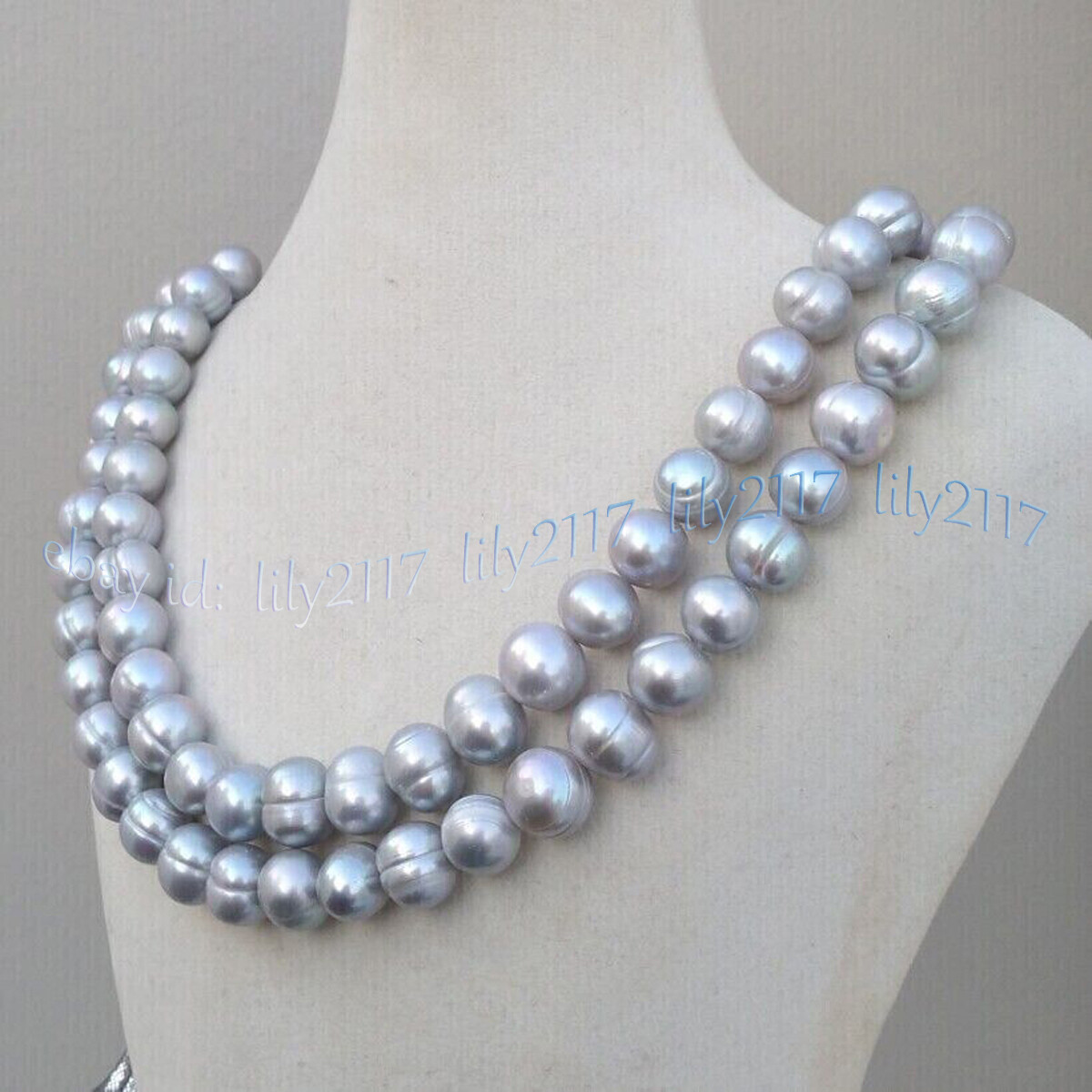 11-12mm Genuine Natural South Sea Silver Gray Baroque Pearl Necklace 14K Gold