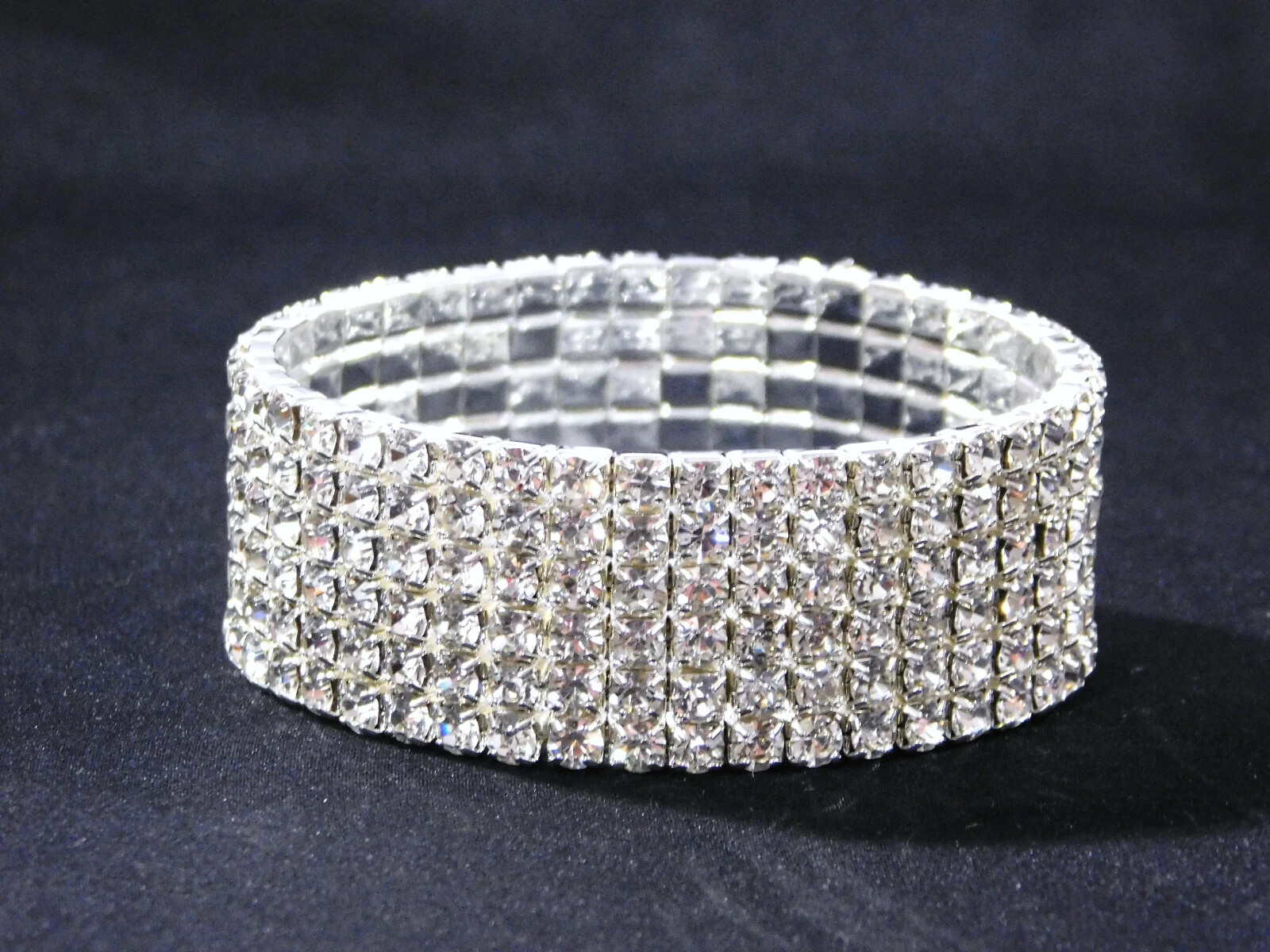 Rhinestone Crystal Bridal 6, 12 and 15 Row stretch bracelet bangle Cuff /2838