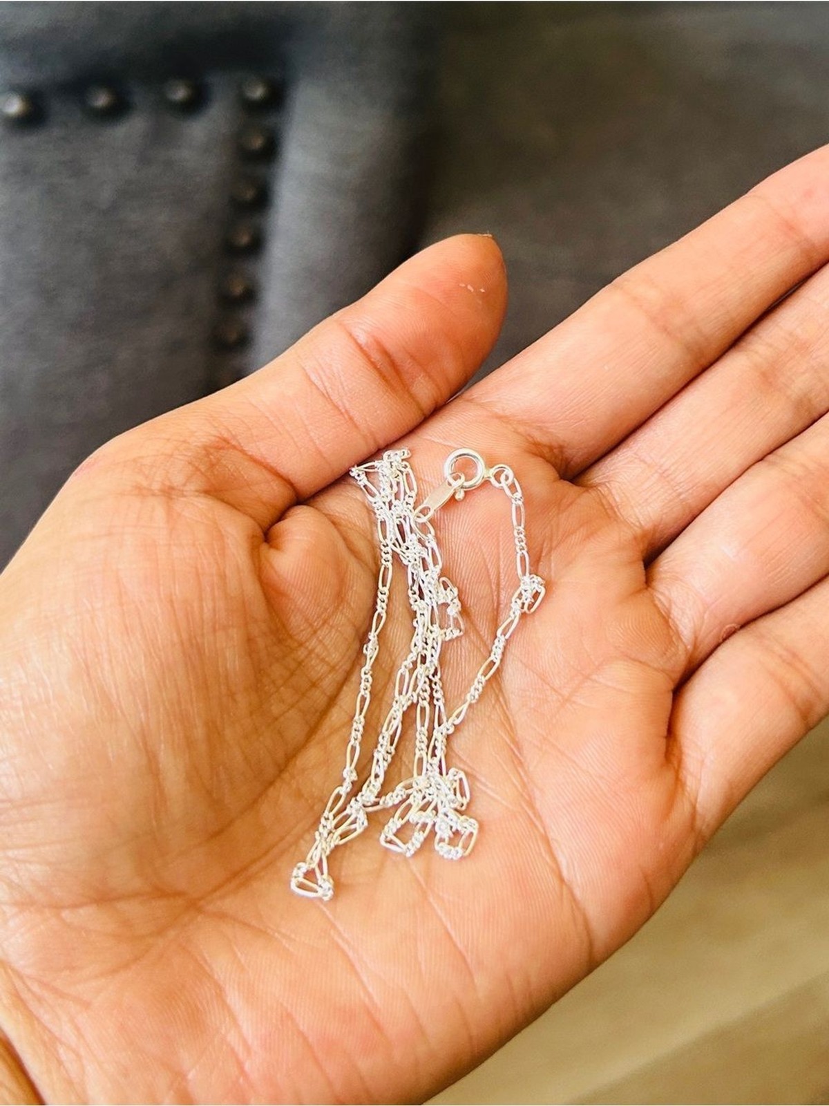 New Taxco Mexico 925 Sterling Silver Figaro Necklace 50 cm 2.21 G Delicate Chain