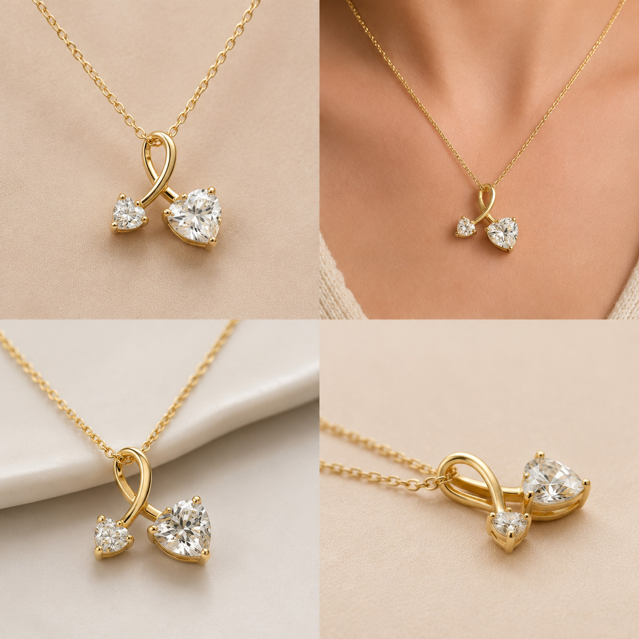 1.20Ct Round Cut Simulated Diamond Heart Shape Pendant 14K Yellow Gold Plated