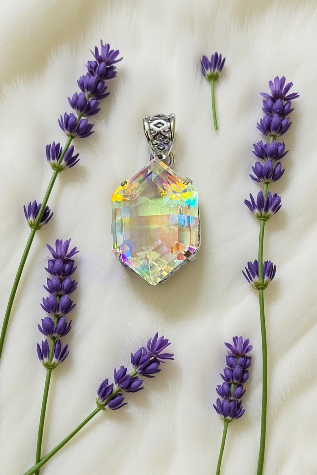 50.70 Ct+ Natural Mystic Topaz Fancy Cut 925 Solid Silver Pendant Gemstone